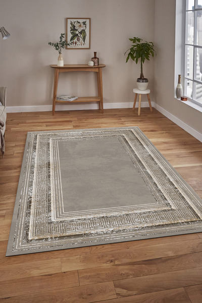 Pamuklife Halı Kaymaz Deri Taban Yıkanabilir Halı PL5437 Krem