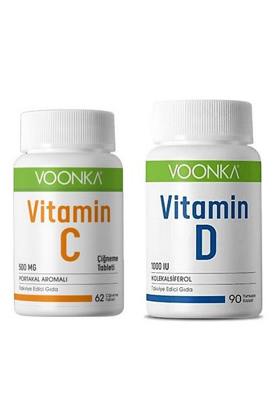 Voonka Vitamin C Orange Flavored 62 Chewing Tablets Voonka Vitamin D-Containing Supplementary Food 90 Capsules