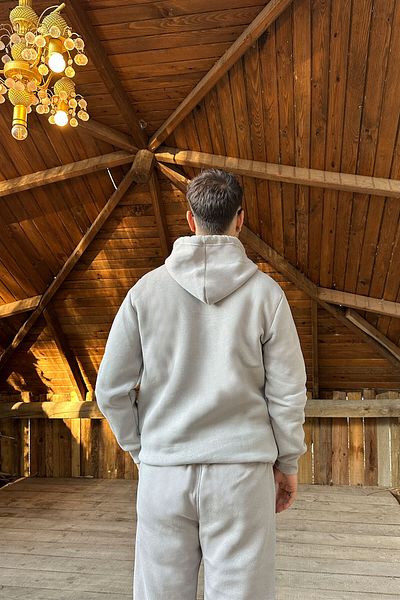 OXVİN Συμπαγής κουκούλα Kangaroo Pocket Oversize Βαμβακερή φόρμα - ΜΟΝΟ ΣΕΤ
