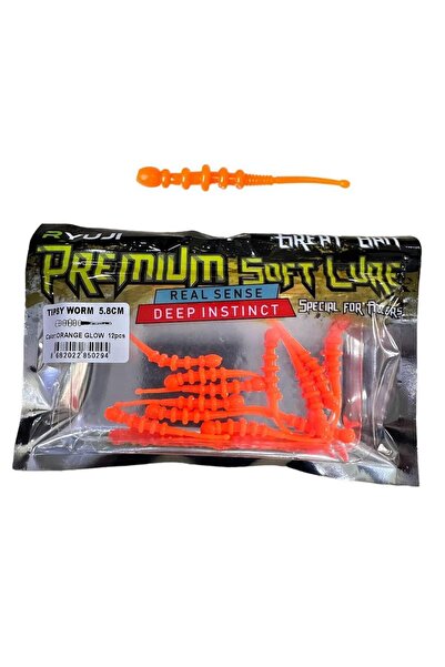 RYUJI Tipsy Worm 5.8cm Lrf Silikon Yem (12 ADET) Orange Glow