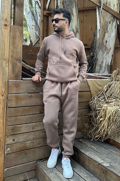 OXVİN Συμπαγής κουκούλα Kangaroo Pocket Oversize Βαμβακερή φόρμα - ΜΟΝΟ ΣΕΤ