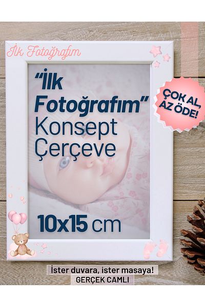 CreaWitch My First Photo Concept for a Gift Baby Girl Child - Frame with Glass Legs 10X15