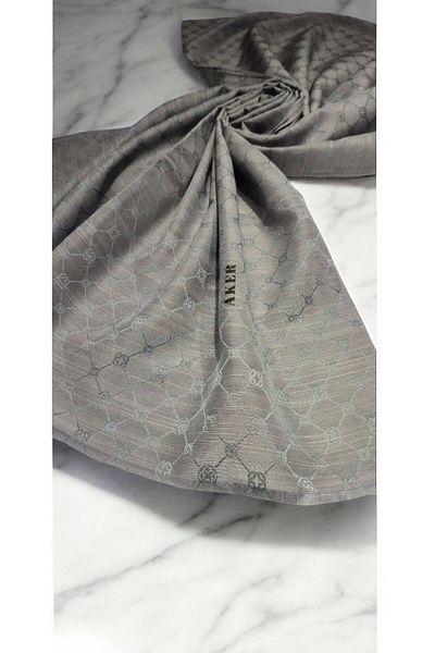 Aker Grey K. Logo Silk/Cotton Jacquard Etol Shawl - 971