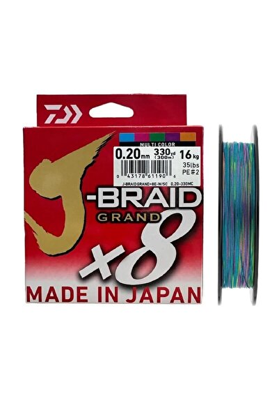 daiwa J-Braid Grand 300m 0.20mm 8X خط صيد متعدد الألوان