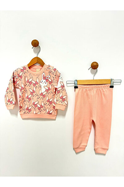 By Cwhr 100% Cotton Rabbit Printed Baby Girl Set Seasonal Baby Girl Set Baby Girl Tracksuit Set