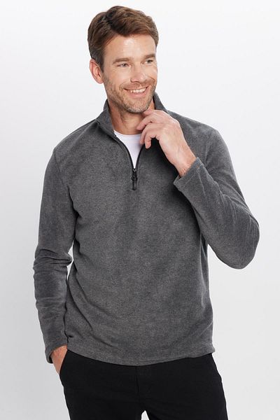 Tudors Unisex Anthracite Bato Collar Fleece Sweatshir - Standard Fit, Cold-Proof, Non-Pilling