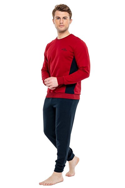 Mod Collection 3936 Мъжки анцуг с обло деколте в бордо червено - бордо червено