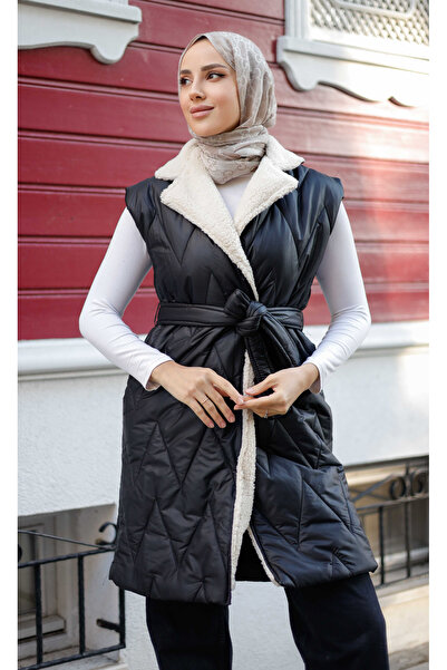 Pamuk Butik Γυναικείο γούνινο λεπτομερές καπιτονέ γιλέκο