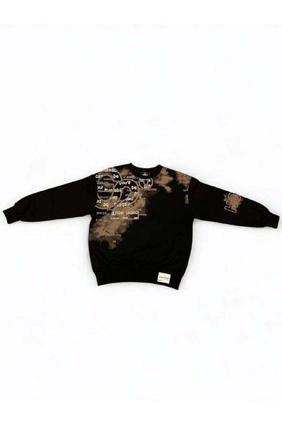 Zekids Hanorac cu model Batik cu detaliu text pentru băiat