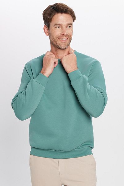 Tudors Φούτερ Unisex Oversize Wide Cut βαμβακερή απαλή υφή Fleece Basic Oil Crew λαιμόκοψη