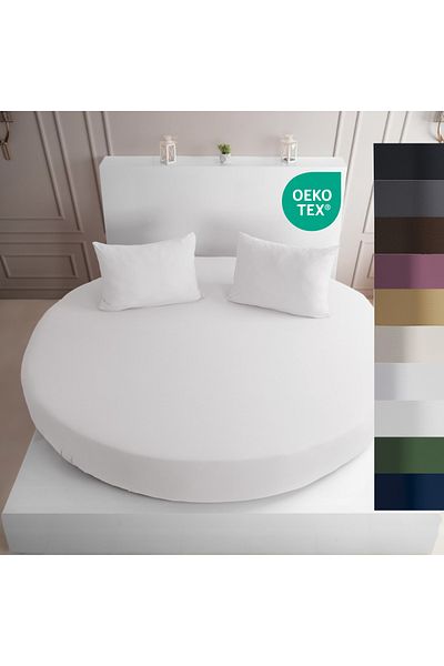 Strauss Premium Round Fitted Sheet - 220X220Cm/200X200Cm 100% Cotton Oeko Tex