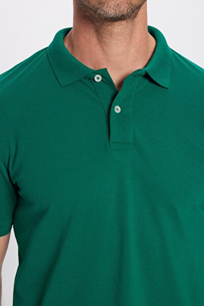 Tudors Ανδρικό μπλουζάκι με πράσινο γιακά πόλο με λεπτή εφαρμογή - βαμβακερή και απαλή υφή, ύφασμα που διατηρεί το δροσερό