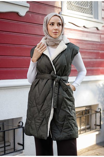 Pamuk Butik Women's Fur Detailed Quilted Vest