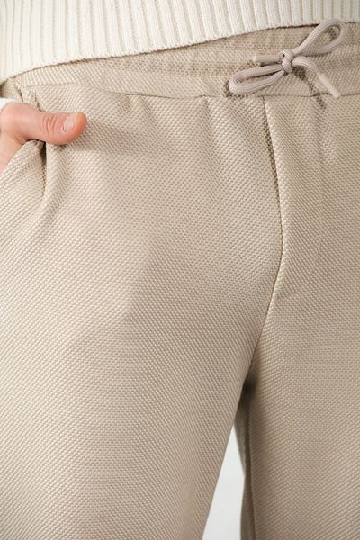 Domoda Ανδρικό πλεκτό παντελόνι Beige Honeycomb Pique - Άνετη εφαρμογή, κορδόνια, ελαστικά και ελαστικά @barletta
