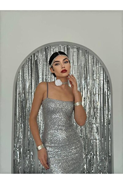 conconmoda Askılı Kalem Payet Elbise