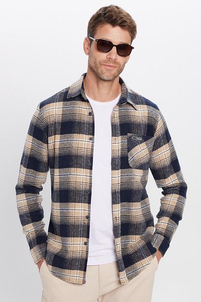 Tudors Мъжка тънка карирана зимна риза с един джоб Lumberjack