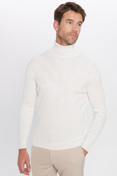 Tudors Slim-Fit-Pullover für Herren mit schmalem Schnitt und vollem Rollkragen, gestrickt, gemustert