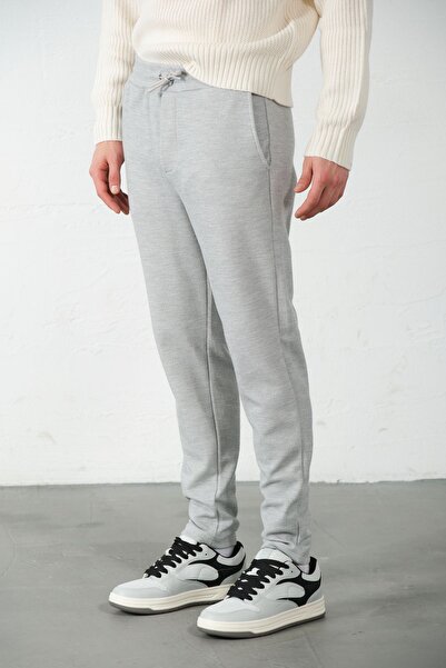 Domoda Gray Relaxed Fit, Lace-Up, Stretchy, Elastic, Filet Pocket, Honeycomb, Pike Men's Knitted Pants @Barletta