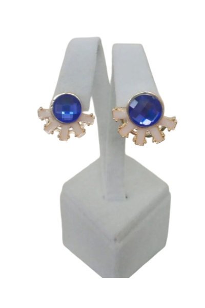 Pervin Ablacım Abiye mor taşlı yelpaze küpe