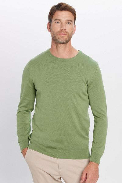 Tudors Ανδρικό πουλόβερ Slim Fit Crew Neck Πράσινο Πλεκτό