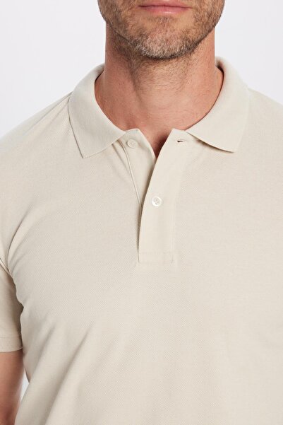 Tudors Men's Slim Fit Slim Fit Cotton Soft Texture Cool-keeping Fabric Plain Pique White Polo Collar T-Shirt