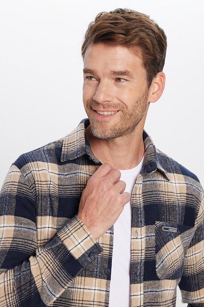Tudors Мъжка тънка карирана зимна риза с един джоб Lumberjack