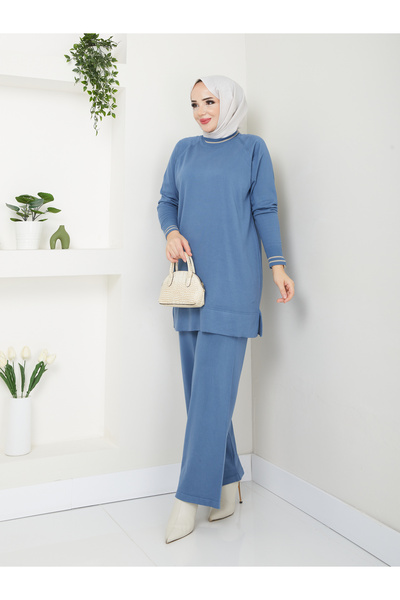 MODAMÜNASİP Υπέροχο Μερσεριζέ Αντιπιλιστικό Άνετο και Κομψό Σετ Δύο Τεμαχίων