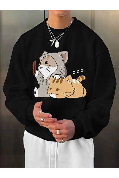 HOFFNUNG Hanorac confortabil cu mânecă lungă cu imprimeu, toamnă/iarnă