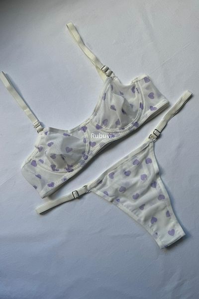 Rubuvi Eva Women's Lace Bralet and Dowry Bra Set - Heart and Underwire Panties