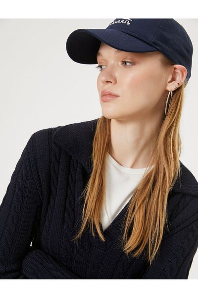 Koton Acrylic Fabric - Polo Collar, Hair Knit Textured Knitwear Sweater