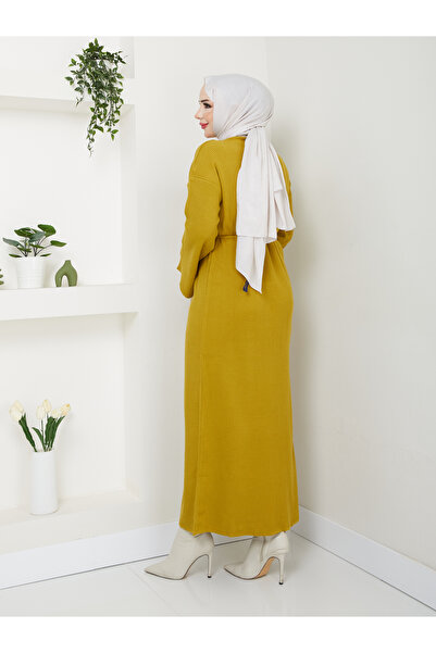 MODAMÜNASİP Harika Bağlama Kuşaklı Triko Elbise