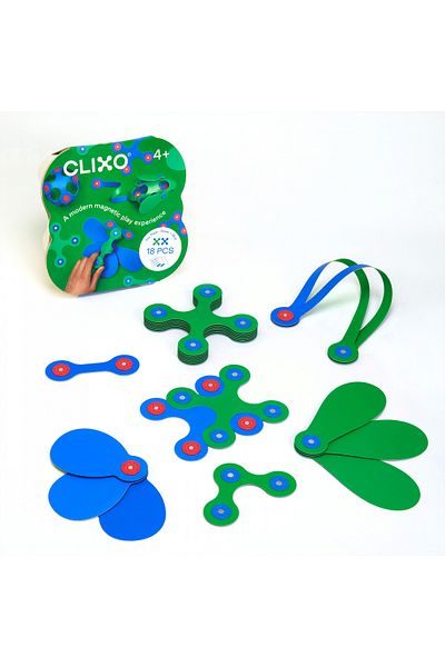Clicstoys Set Clixo de construit cu magnet, Itsy pack Blue-Green 18