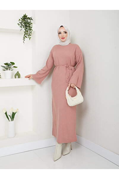 MODAMÜNASİP Wonderful Lacing Belted Knitwear Dress