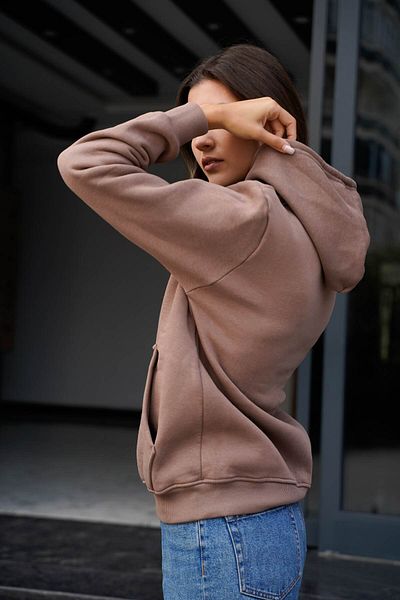 EydaMoon Дамски кенгуру джоб с 3 нишки с качулка (PUFF FABRIC)