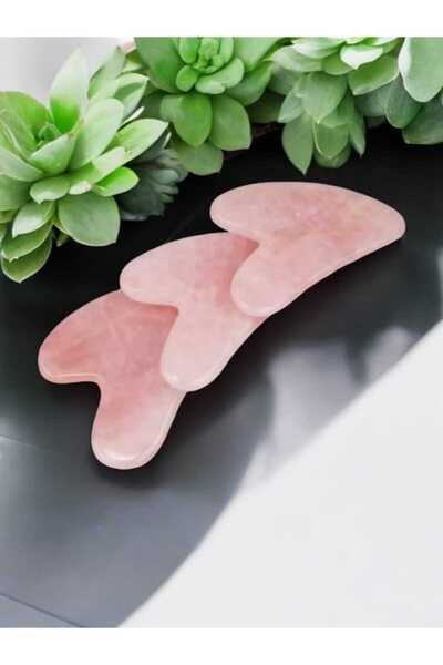 The Magıc of Healıng Doğaltaş Kalp Pembe Kuvars Gua Sha Yüz Masaj Taşı