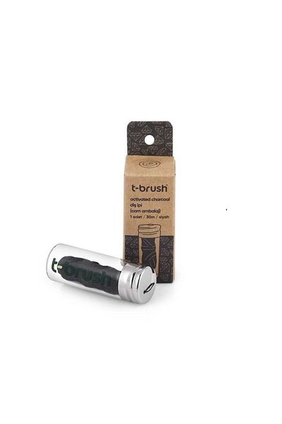 TBRUSH T-brush Activated Charcoal Glass Bottle Dental Floss 30m