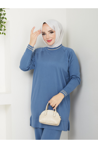 MODAMÜNASİP Υπέροχο Μερσεριζέ Αντιπιλιστικό Άνετο και Κομψό Σετ Δύο Τεμαχίων