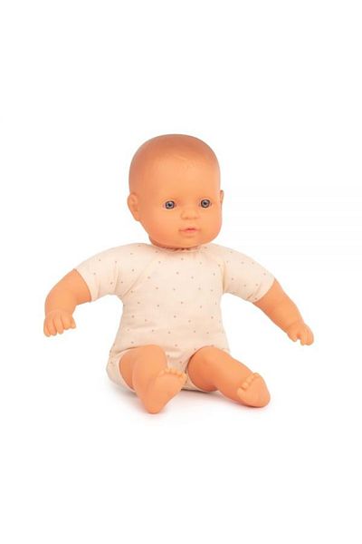 Miniland Kavkazská panenka miminko 32 cm s měkkým tělem