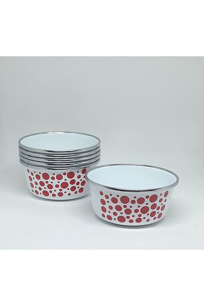 Avşar Enamel House 12 cm Diameter 6-Piece Enamel Soup Bag