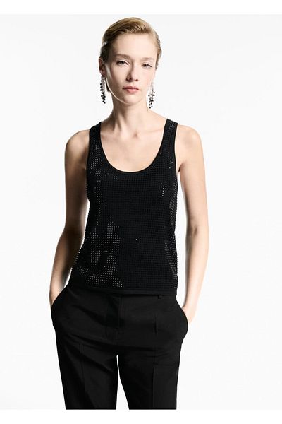MANGO Woman Strass Detailed Knitwear Blouse