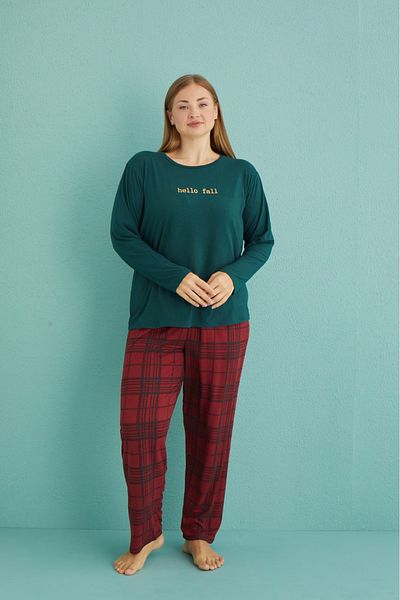 SEBOTEKS Soft Textured Milan Fabric Large Size Women's Pajamas Set 50802