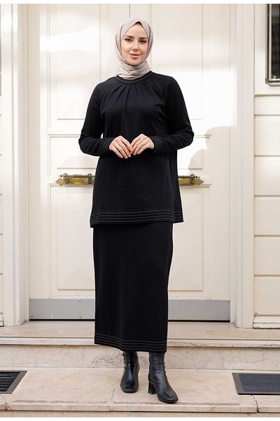 Pamuk Butik Γυναικείο Σετ Πλεκτό Mercerized Πλισέ Διπλό