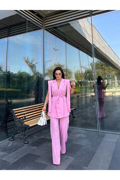 Bella Breeze Γυναικείο κοστούμι παντελόνι γιλέκο Oversize με γραβάτα