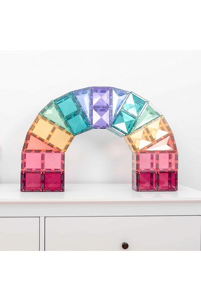 Connetix Magnetic Tiles Set constructie magnetic, 120 piese Pastel, creativitate
