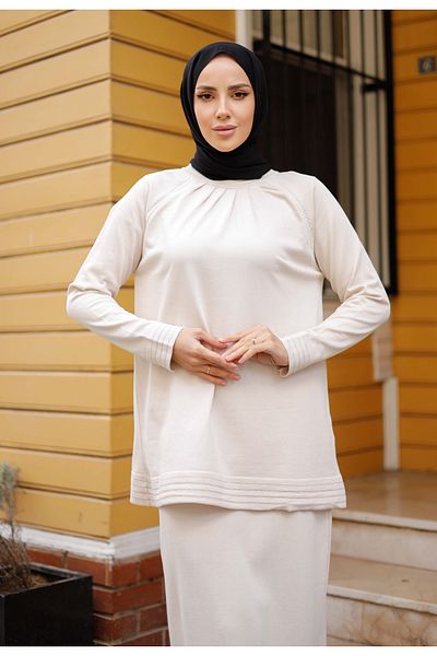 Pamuk Butik Γυναικείο Σετ Πλεκτό Mercerized Πλισέ Διπλό