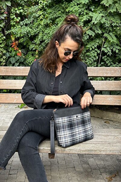 Sofist İstanbul Черна чанта с регулируема дръжка от восъчен канвас, дамска чанта за ръка и през рамо