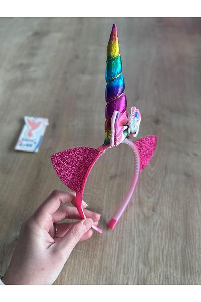 Buse&Eylül Bebe Coroana pentru fetiță cu ureche de unicorn fucsia
