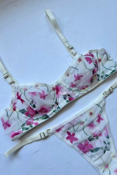 Rubuvi Eva Γυναικείο Δαντελένιο Bralet και Σετ σουτιέν Dowry - Σλιπ με καρδιά και εσώρουχο