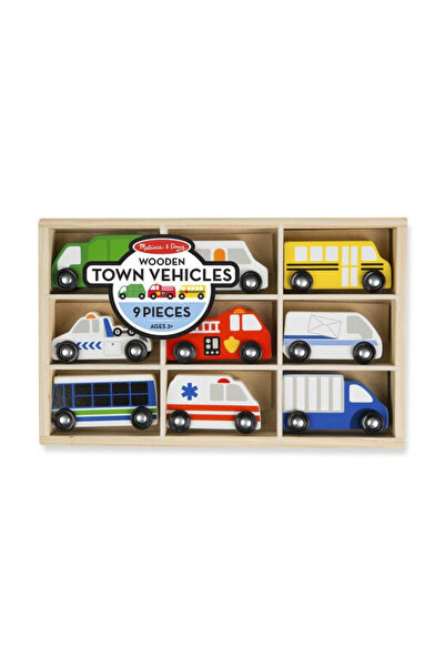 Melissa & Doug Sada 9 dřevěných užitkových vozidel