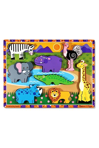 Melissa & Doug Dřevěné puzzle s reliéfem safari